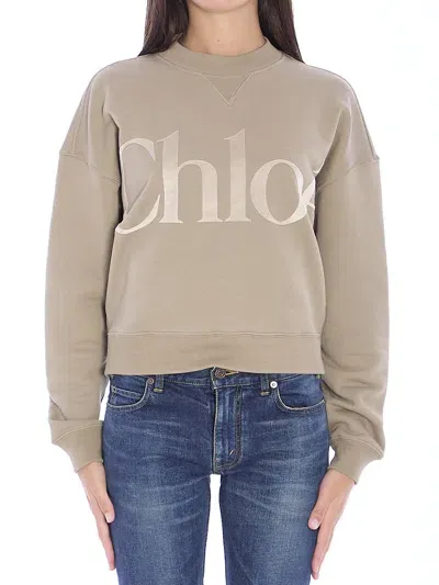 Chloé Logo Sweatshirt In Gray