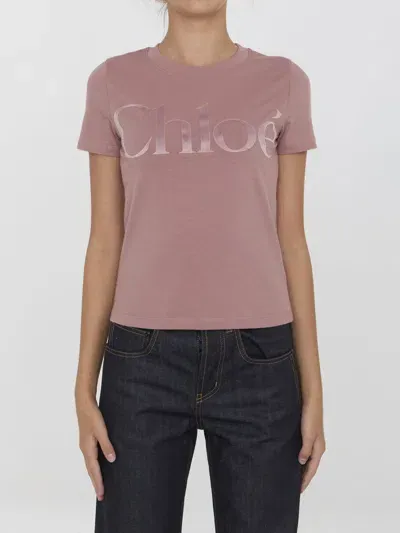 Chloé Logo T-shirt In Pink