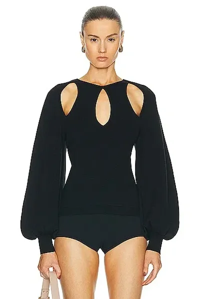 Chloé Balloon-sleeve Wool-silk Top In Black