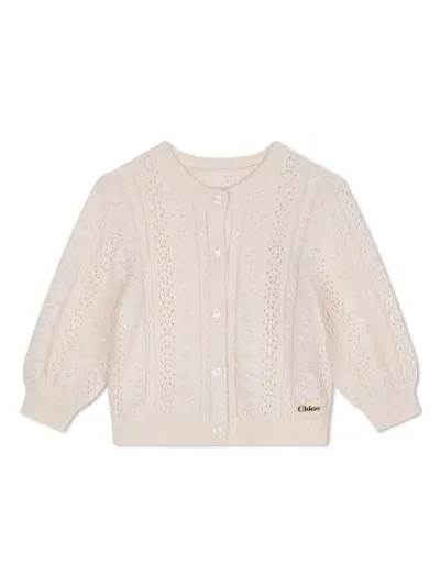 Chloé Babies' Long-sleeve Knitted Cardigan In Pink