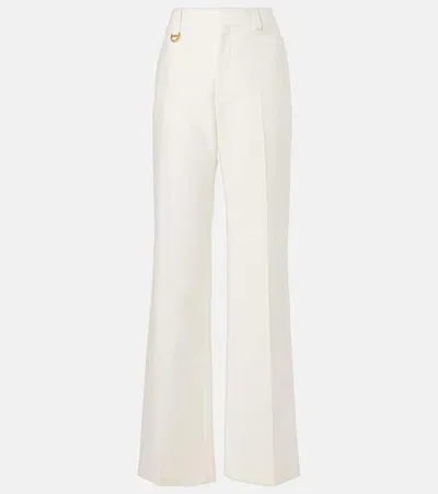 Chloé Low-rise Cotton Wide-leg Pants In Blue