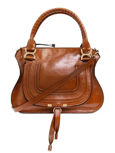 Chloé Marcie Bag In Shiny Leather In Brown