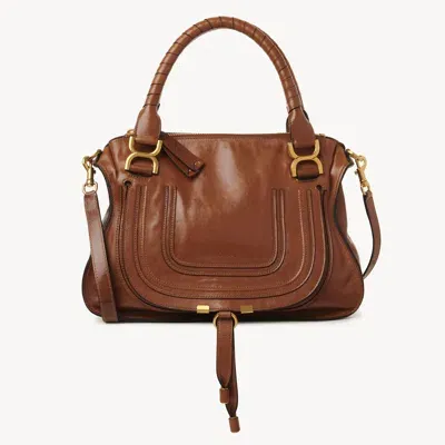 Chloé Sac Marcie En Cuir Brillant Femme Brun Taille Onesize 100% Cuir De Veau In Brown