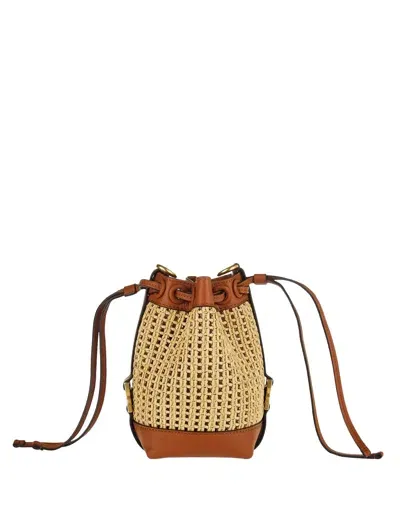 Chloé Marcie Raffia Effect & Leather Bag In Caramel