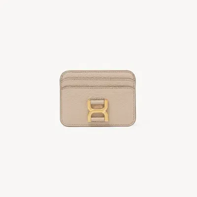 Chloé Porte-cartes Marcie En Cuir Grainé Femme Gris Taille Onesize 100% Cuir De Veau In Grey