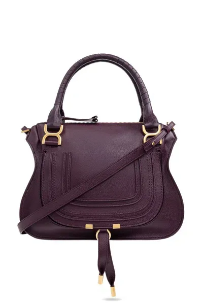 Chloé Marcie Foldover Tote Bag In Purple