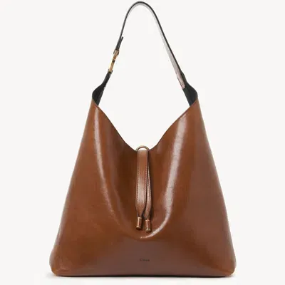 Chloé Sac Hobo Marcie En Cuir Brillant Femme Brun Taille Onesize 100% Cuir De Veau In Brown