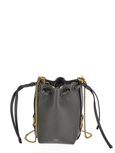 Chloé Marcie Micro Bucket Bag In Elephant Grey