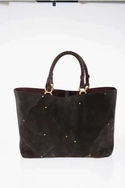 Chloé Marcie Shopper Bag With Suede Detailing In Black