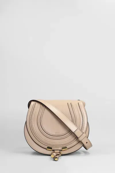 Chloé Marcie Shoulder Bag In Beige Leather