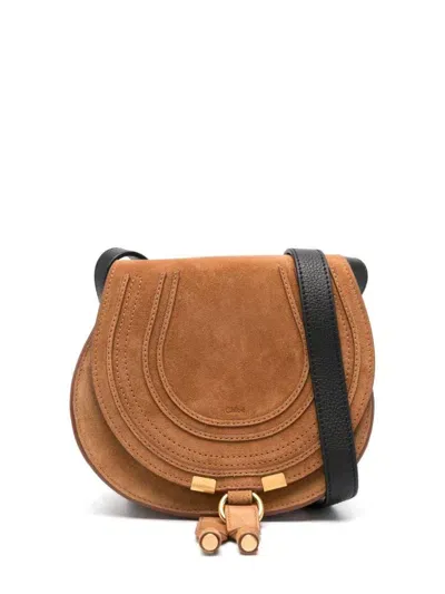 Chloé Marcie Small Leather Crossbody Bag In Brown