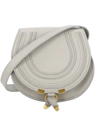 Chloé Marcie Small Saddle Bag In Grey