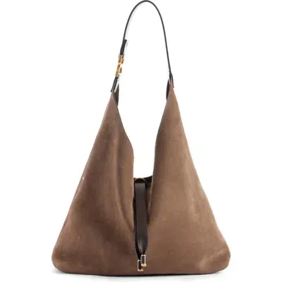 Chloé Marcie Hobo Bag In Grained Leather In Dark Nut