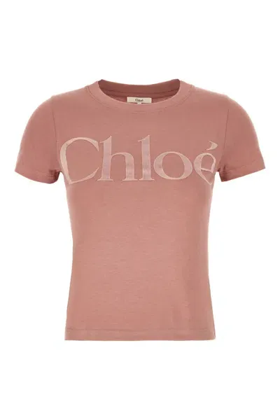 Chloé Mauve Cotton T-shirt In Pink