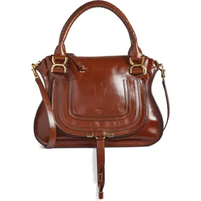 Chloé Medium Marcie Leather Satchel In 25e Sooty Brown