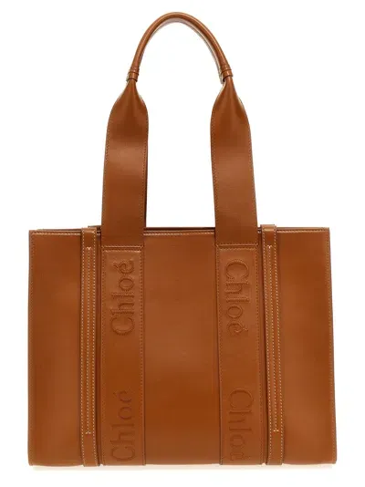 Chloé Medium Woody Shopping Bag In Brown