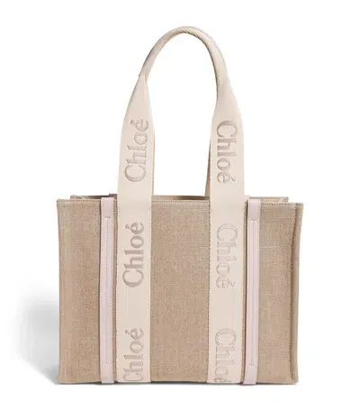 Chloé Medium Woody Tote Bag In Beige