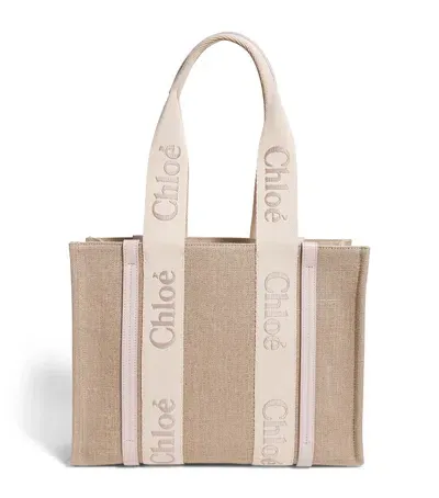 Chloé Medium Woody Tote Bag In Grey