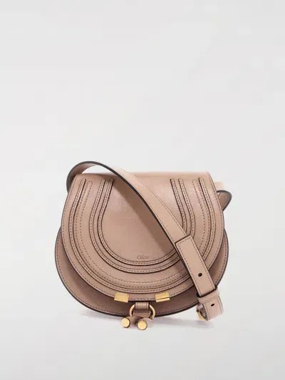 Chloé Small Marcie Leather Saddle Bag In 米色