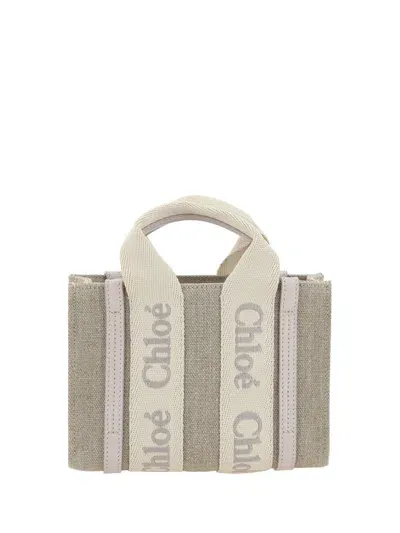 Chloé Mini Woody Tote Bag In Beige