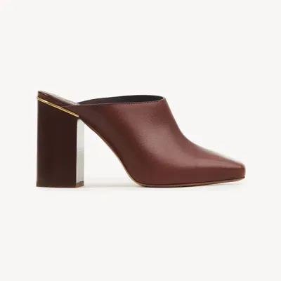 Chloé Ambre Mule Brown Size 5 100% Calf-skin Leather