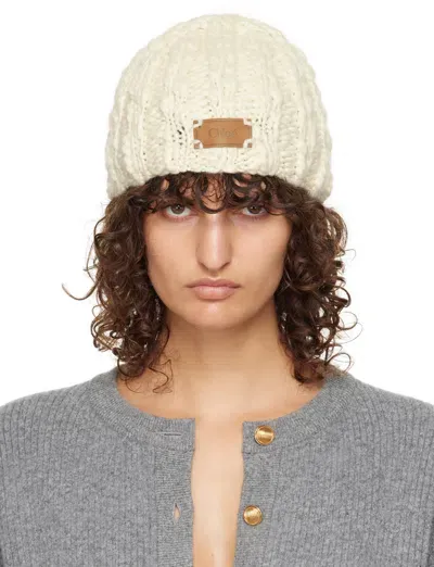 Chloé Off-white Extra Fine Wool & Silk Beanie