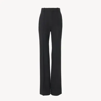 Chloé High-waisted Trousers In Wool Gabardine Black Size 14 100% Wool