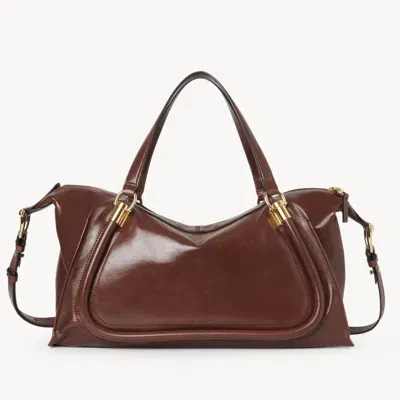 Chloé Sac Paraty 24 En Cuir Souple Femme Brun Taille Onesize 100% Cuir De Veau In Brown