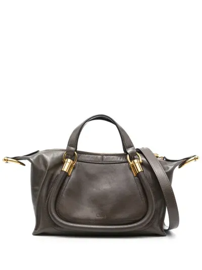 Chloé Paraty 24 Leather Handbag In Grey