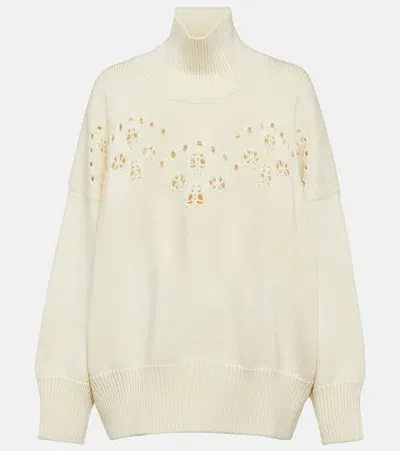 Chloé Pointelle Wool Sweater In White