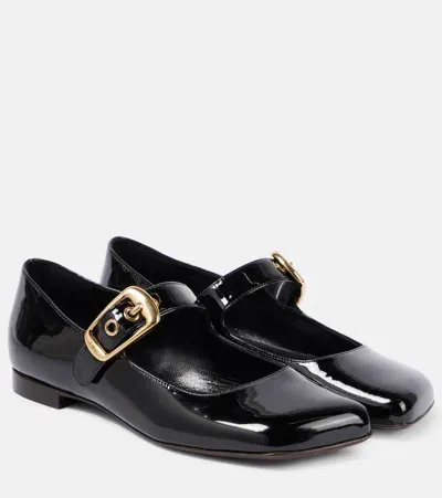 Chloé Polly Patent Leather Mary Jane Flats In Black