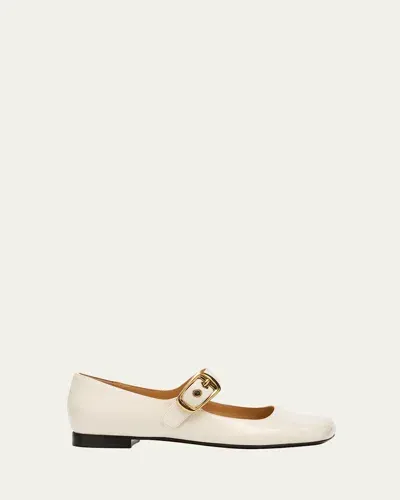 Chloé Polly Patent Mary Jane Ballerina Flats In Eggshell