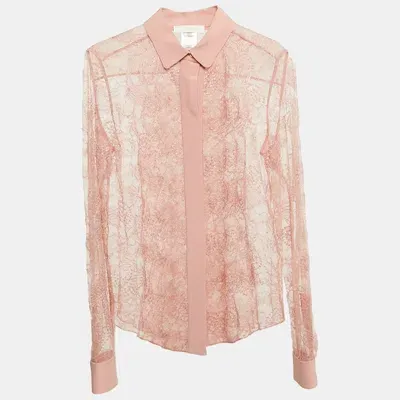 Pre-owned Chloé Powder Pink Lace Full Sleeve Shirt S