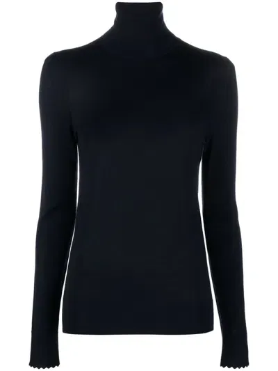 Chloé Roll-neck Wool Jumper In Blue