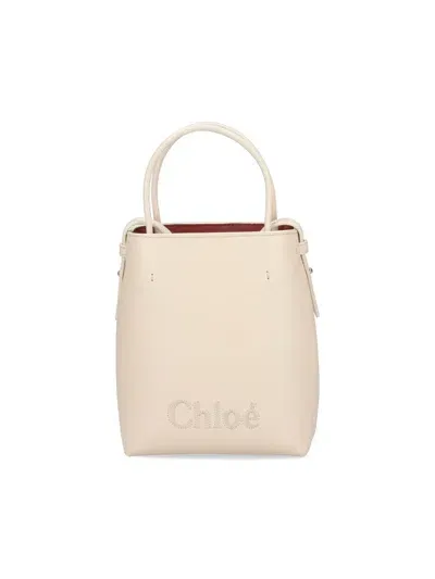 Chloé Sense Micro Tote Bag In Beige