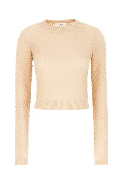 Chloé Skin Pink Cotton Sweater In Neutral