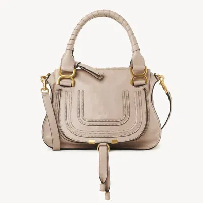 Chloé Petit Sac Marcie En Cuir Brillant Femme Beige Taille Onesize 100% Cuir De Veau