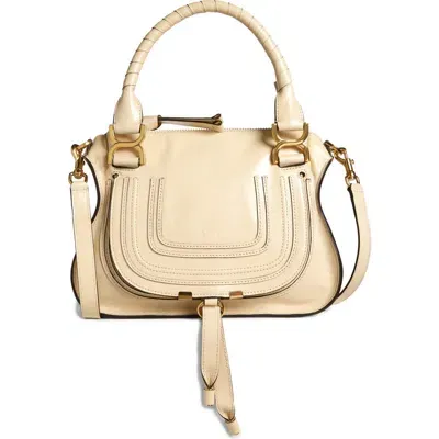 Chloé Small Marcie Leather Satchel In Sweet Beige