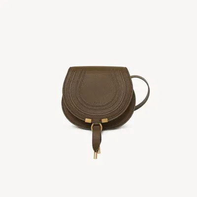 Chloé Petit Sac Porté Épaule Marcie En Cuir Grainé Femme Beige Taille Onesize 100% Cuir De Veau