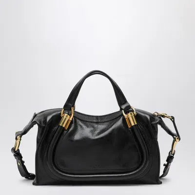 Chloé Small Paraty 24 Bag In Shiny Black Leather