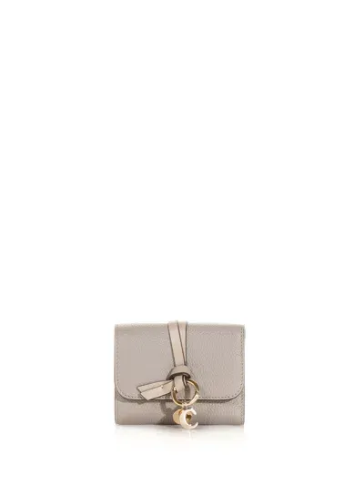 Chloé Small Trifold Letter Wallet In Cashmere Grey