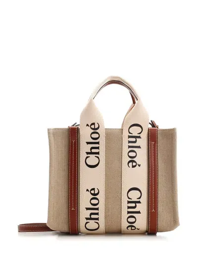 Chloé Small Woody Tote Bag In Leather Brown