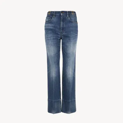 Chloé Straight Cropped Jeans In Denim Red Size 33 100% Cotton