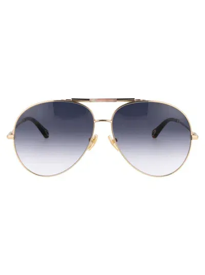 Chloé Sunglasses In 001 Gold Gold Blue