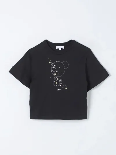 Chloé Kids' Girls Star Print T-shirt In Black