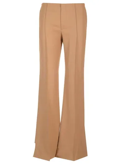 Chloé Pintuck Bootcut Trousers In Beige