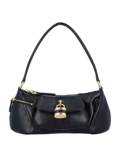 Chloé Womens Chloe 99 Grained Leather Shoulder Bag In Black