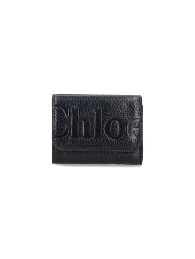 Chloé Tri-fold Logo Wallet In Black  