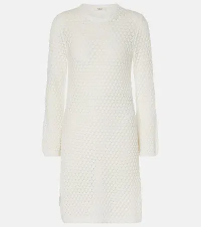 Chloé Waffle-knit Cotton Sweater Dress In White