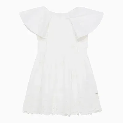 Chloé Kids' White Cotton Dress With Embroidery